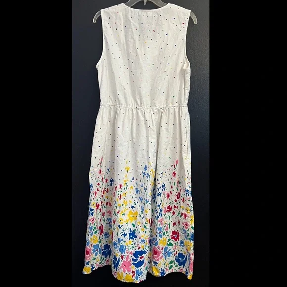 Vintage Lanz of Salzburg Sleeveless White Color Pop Floral Midi Dress - Picture 3 of 6